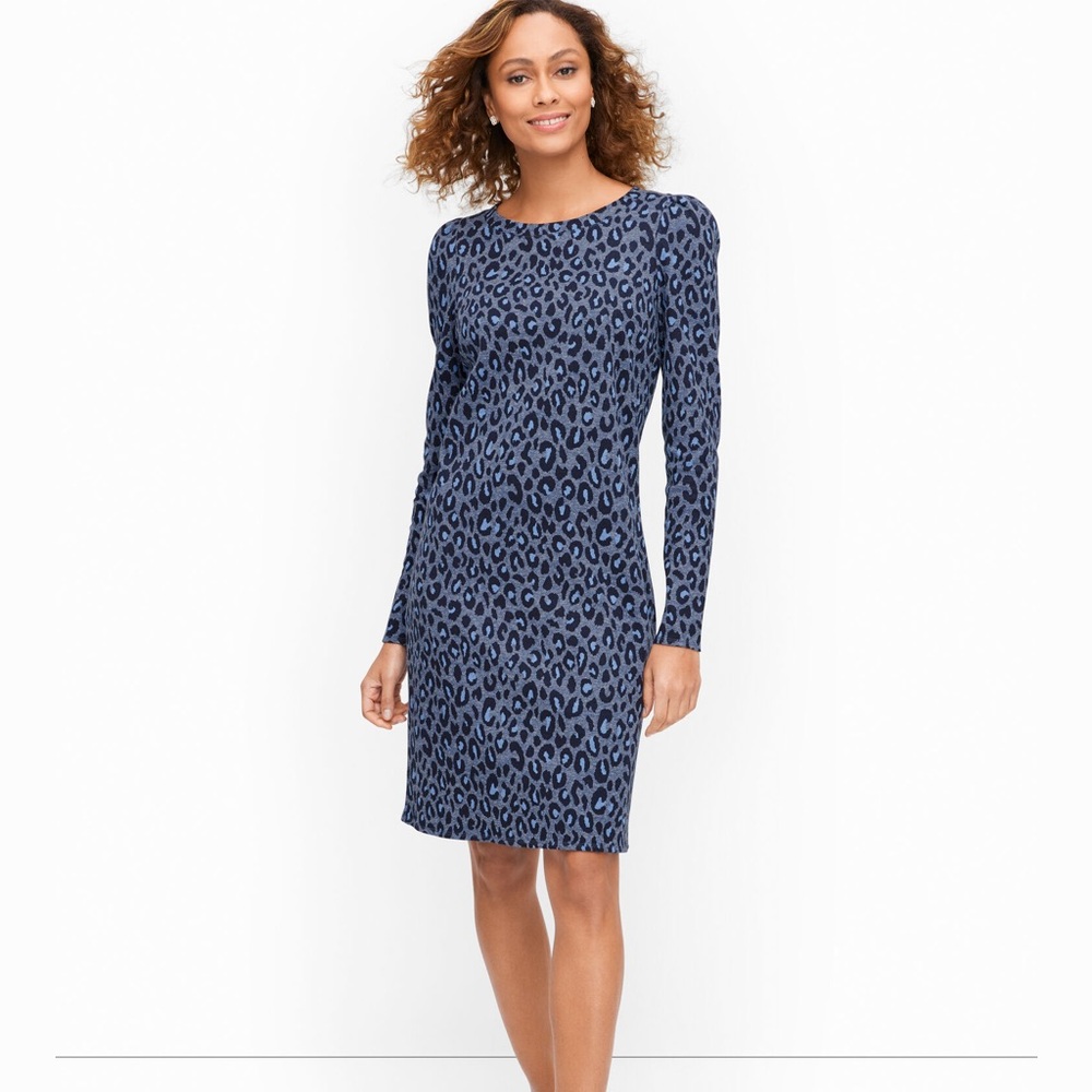 NWT Talbots Leopard Print Blue Dress XS